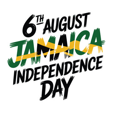 Creative text design celebrating Jamaica Independence Day with the national flag colors incorporated into lettering
