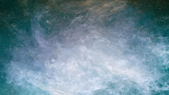 Abstract teal and blue oil painting texture background with brush strokes. Elegant canvas backdrop for artistic design and creative commercial marketing.