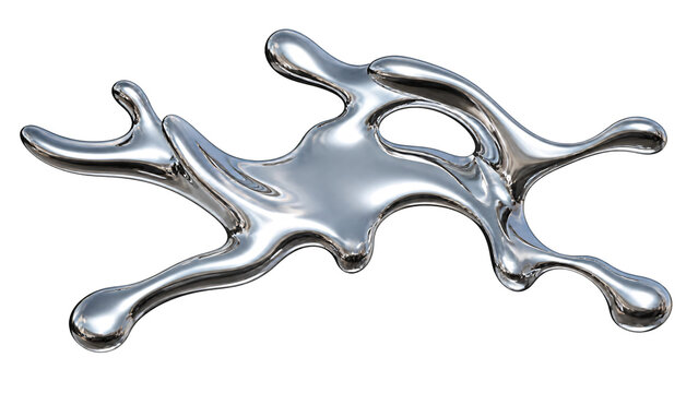 Fluid chrome liquid isolated on transparent background