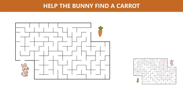 Help the Bunny Find Carrot Maze Puzzle Page with Answer Key: Scripted Content Help the bunny find carrot maze puzzle page with answer key for kids easter party activity, preschool classroom printable,