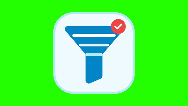 Data Filter Icon with Success Checkmark Notification Symbol for Digital Interface Design