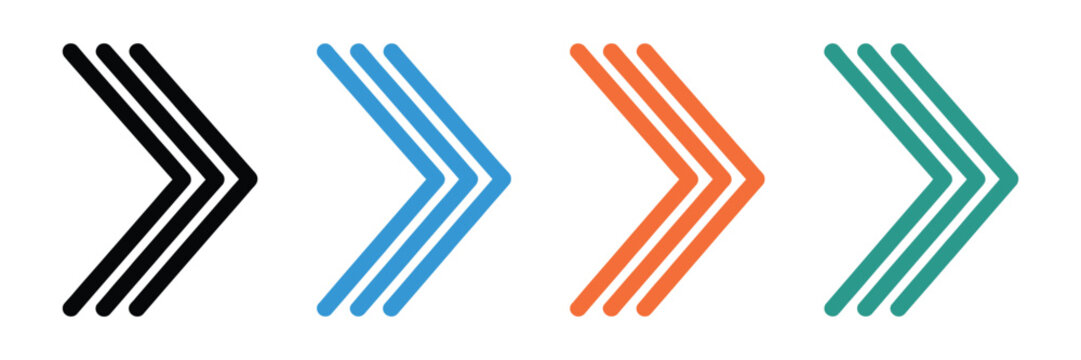 Arrow Icons in Different Colors for Bullet Points, Colorful Navigation Direction Symbols, Editable Vector Illustration for Interface and Presentation Design