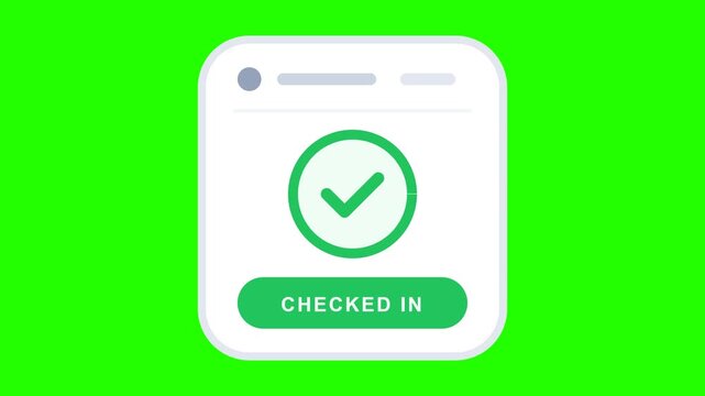 Digital Check In Confirmation Screen Illustration With Green Tick Icon