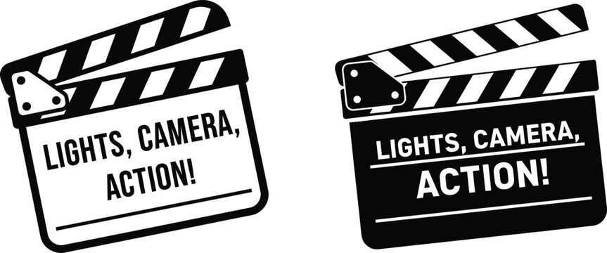  Film slate vector icon set.