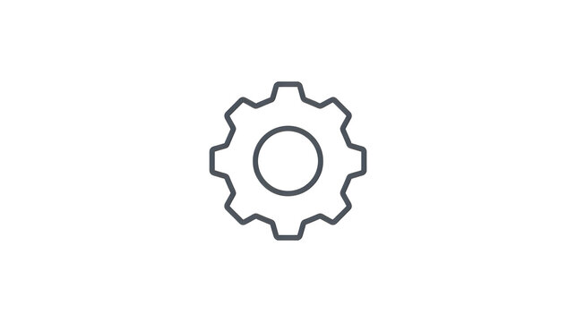 Simple gear or cogwheel icon with teeth in minimalist vector design
