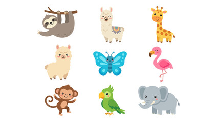 Fototapeta premium Cute cartoon animals collection