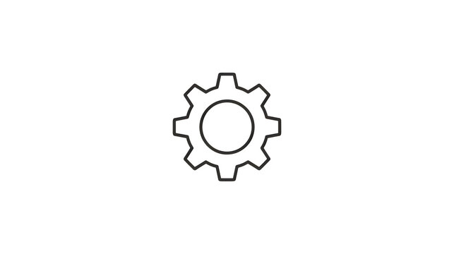 Simple gear icon with teeth and center hole in minimalist style