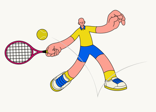 Tennis Player playing on the Court