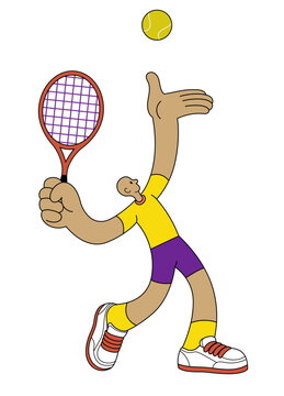 Tennis Player Serving in Simple Flat Style