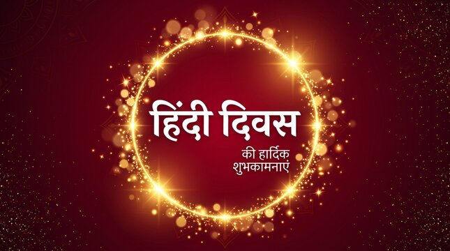 decorative hindi diwas mother language card with sparkle effect