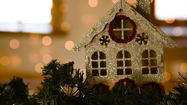 Close-up of New Year and Christmas decorations in an old village house.