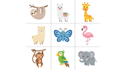 Fototapeta premium Cute cartoon animals collection