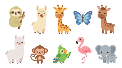 Fototapeta premium Cute cartoon animals collection
