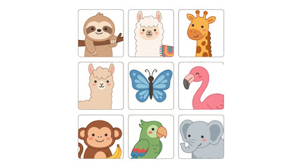 Fototapeta premium Cute cartoon animals collection