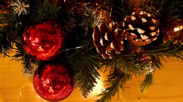 Close-up of New Year and Christmas decorations in an old village house.