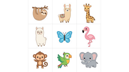Obraz premium Cute cartoon animals collection