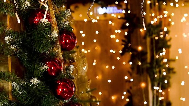 Close-up of New Year and Christmas decorations in an old village house.