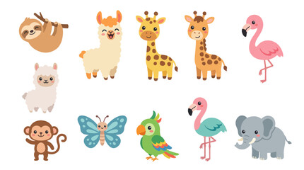 Fototapeta premium Cute cartoon animals in a collection