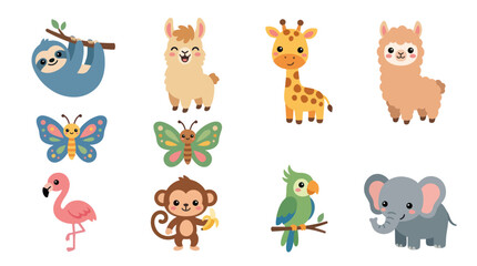 Fototapeta premium Cute cartoon animals collection