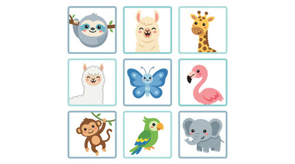 Fototapeta premium Cute cartoon animals in frames