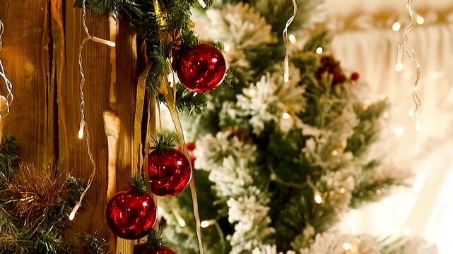 Close-up of New Year and Christmas decorations in an old village house.