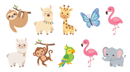 Fototapeta premium Cute cartoon animals set