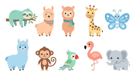 Fototapeta premium Cute cartoon animals set