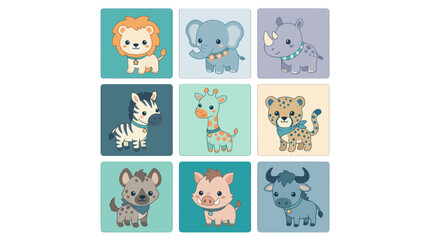 Cute cartoon safari animals collection © Hypequadrat