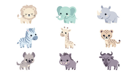 Cute cartoon safari animals collection © Hypequadrat