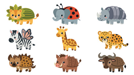 Cute cartoon safari animals collection © Hypequadrat