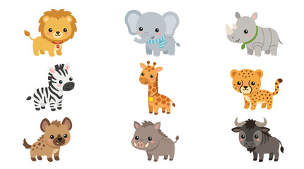 Cute cartoon safari animals collection © Hypequadrat