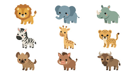Cute cartoon safari animals collection © Hypequadrat