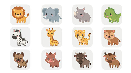 Cute cartoon safari animals collection © Hypequadrat