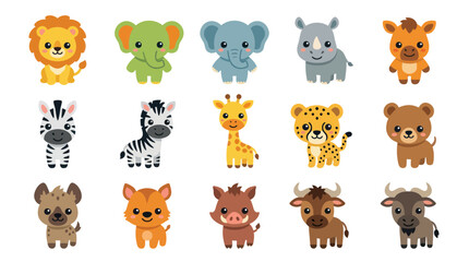 Cute cartoon safari animals collection © Hypequadrat