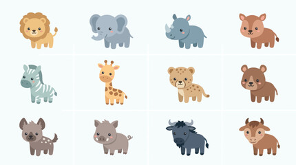 Cute cartoon safari animals collection © Hypequadrat