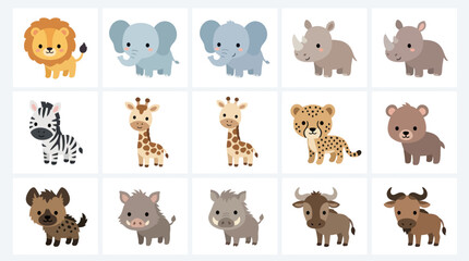 Cute cartoon safari animal collection © Grace