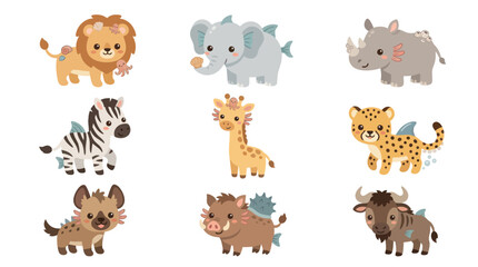 Cute cartoon safari animals collection © Hypequadrat
