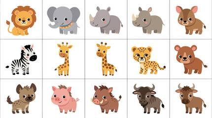 Cute cartoon safari animals collection © Hypequadrat