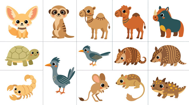 Desert animals collection illustration