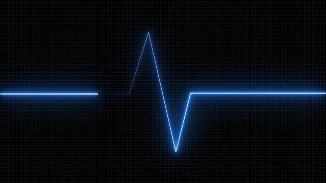 Neon heart beat line animation concept. Heartbeat and pulse rate signal. ECG heartbeat flatline Vibrant Red Electrocardiogram. 4k stock video.