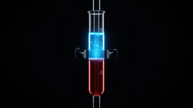 Cancer treatment research involves biotechnology using advanced laboratory equipment for precise liquid measurement and analysis