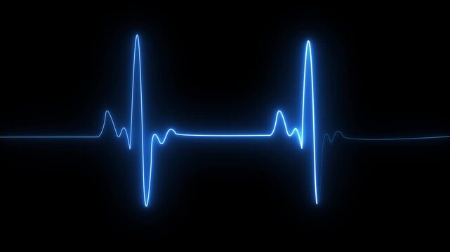 Heartbeat monitor EKG line monitor showing heart pulse. neon sign heartbeat signal animation, heart bit signal 4k