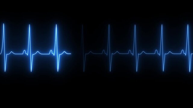 Heartbeat monitor EKG line monitor showing heart pulse. neon sign heartbeat signal animation, heart bit signal 4k
