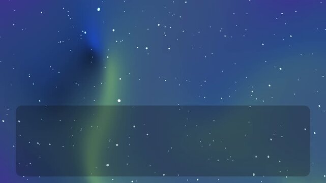 Abstract night sky background with stars and a soft glowing aurora light effect and a dark text box.