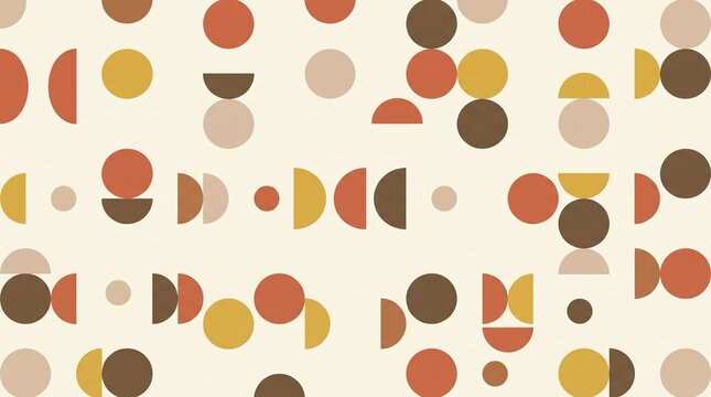 Modern Autumn Geometric Pattern with Circles and Semicircles