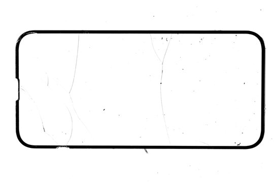Cracked Phone Screen Protector Overlay PNG Isolated on Transparent Background