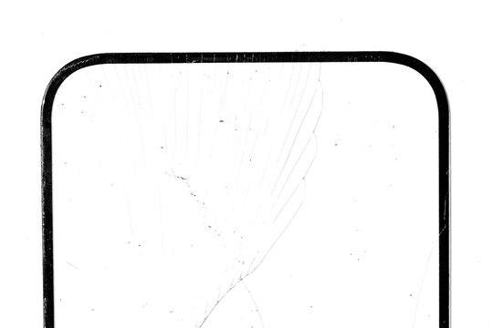 Cracked Phone Screen Protector Overlay PNG Isolated on Transparent Background