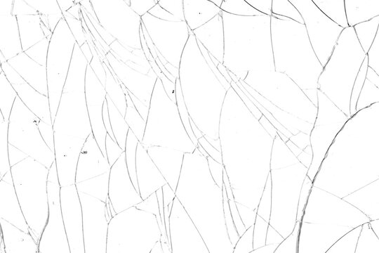 Realistic cracked glass texture overlay isolated on transparent background. High-quality PNG for photo editing and graphic design.