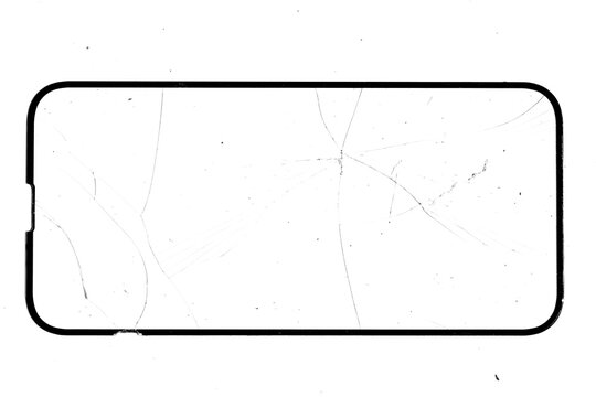Cracked Phone Screen Protector Overlay PNG Isolated on Transparent Background