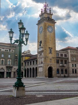 Historic buildings along Viale Roma in Bergamo, Italy